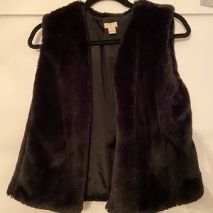 XS JCrew Black Soft Faux Fur Sleeveless Vest